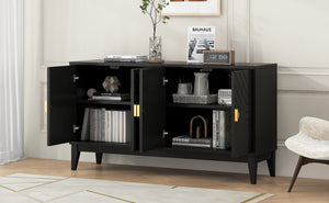 English Elm Christopher Knight Home® - 4-Door Elegant Sideboard Storage Cabinet With Gold Handles - Modern Black Design For Living & Dining N759P192449B