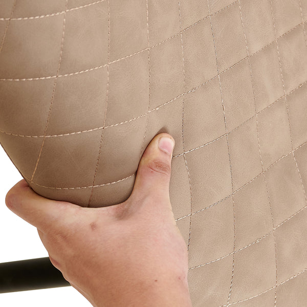 English Elm Beige Leathaire Dining Chairs Set of 2 — Mid-Century Armless Upholstered Side Chairs with Metal Legs W1164P225827