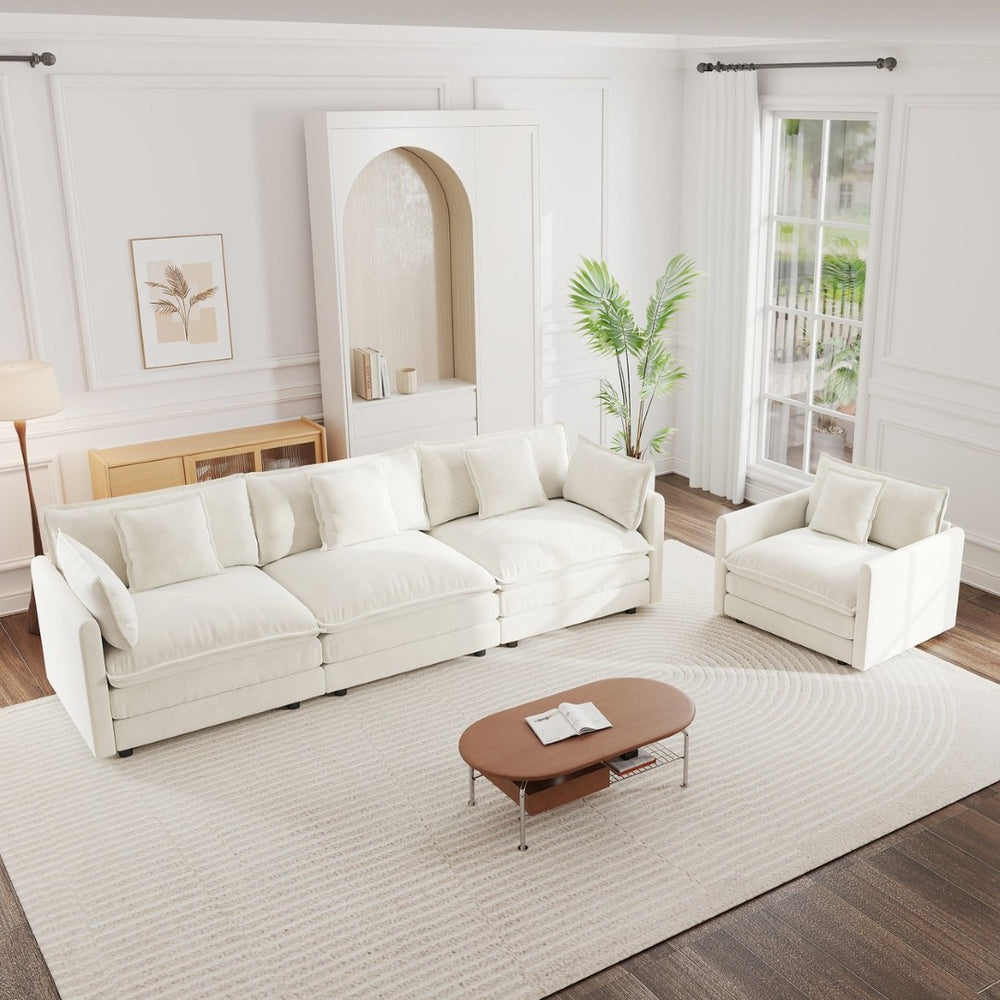 English Elm 3-piece Chenille Sectional Sofa Set Modern Deep Seat Living Room Apartment Seating W714S00558
