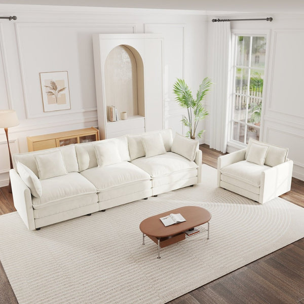 English Elm 3-piece Chenille Sectional Sofa Set Modern Deep Seat Living Room Apartment Seating W714S00558