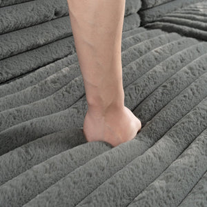 English Elm 110" Cloud Sectional Sofa Upholstered with Ultra-Soft Faux Rabbit Fur, Modular L-Shape Comfort and Easy Care Dark Gray N719S001820R