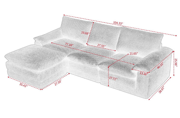 English Elm Modular Cloud Sectional with Ottoman Chenille Deep Seat Lounge Sofa for Living Room W3728S00015