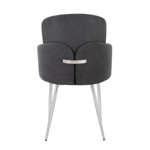 English Elm Dahlia Contemporary Dining Chair Set Of 2 In Grey Fabric & Chrome Metal - Stylish, Durable Comfort B202S01200