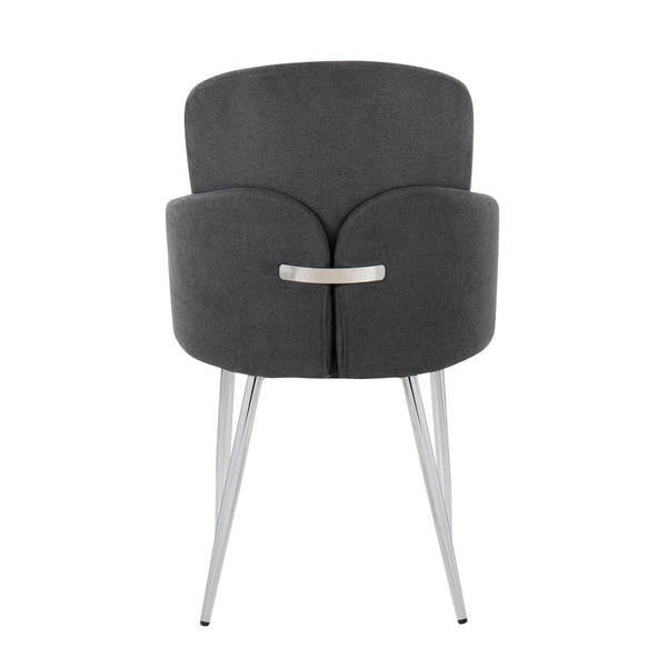 English Elm Dahlia Contemporary Dining Chair Set Of 2 In Grey Fabric & Chrome Metal - Stylish, Durable Comfort B202S01200