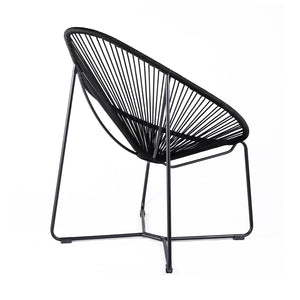 English Elm Lirren Steel Papasan Lounge Chair with Woven Rope Seat, Indoor/Outdoor Durable Design, No Assembly Required Black B2736P354306