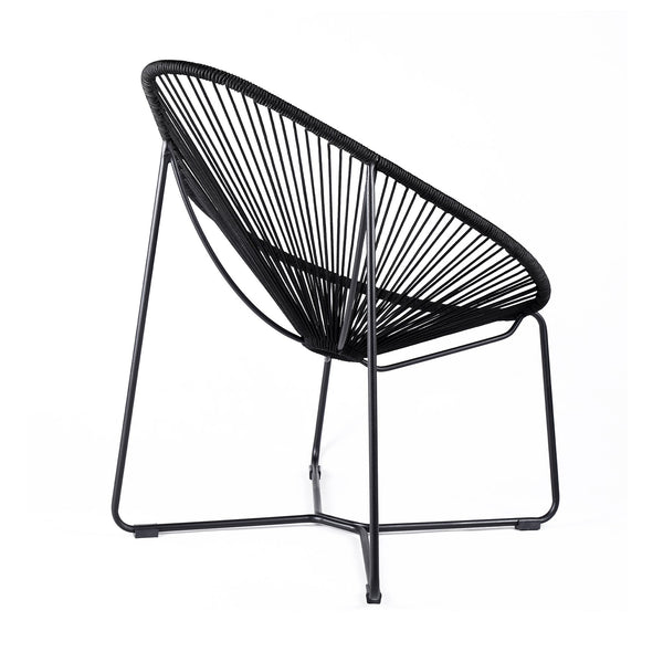 English Elm Lirren Steel Papasan Lounge Chair with Woven Rope Seat, Indoor/Outdoor Durable Design, No Assembly Required Black B2736P354306
