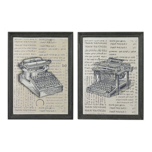 Antique Typewriter Prints on Glass (2-piece Set) 26-8663/S2 Elk Home