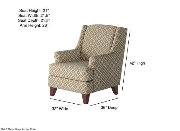 Fusion Owen Straw Accent Chair - Elegant Navy Fabric With Flared Arms And Stylish Coffee Finish Legs Multi Ws ,99% Polypropylene,1% Polyester 260-c Owen Straw Accent Chair