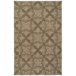 Capel Rugs Camille Moss Angela Collection: Elegant Damask & Quatrefoil Patterns For Timeless Sophistication Moss, Ivory 100% Wool 2600rs02060800250