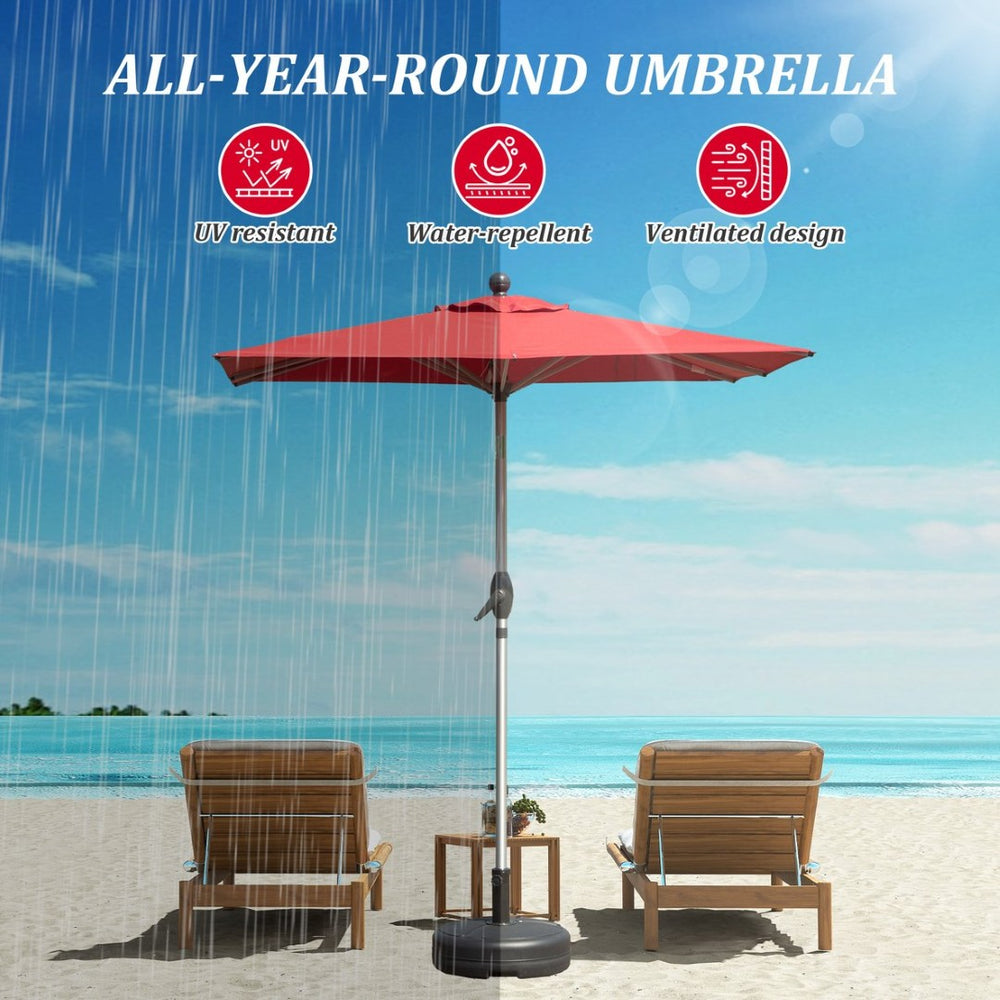 English Elm Rectangle Patio Umbrella With Crank Lift & Tilt Function - Stylish Brick Red Shade For Outdoor Comfort W1859P320940-GIGA