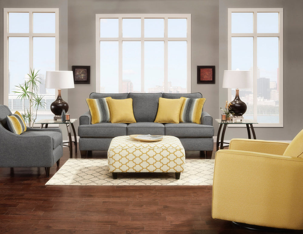 Fusion Maxwell Gray Steed Sofa - Elegant Grey Seating With Reversible Cushions & Stylish Accent Pillows Grey W,100% Polyester. 2600 Maxwell Gray Steed Sofa