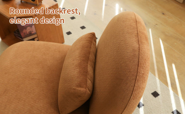English Elm Cute Barrel Velvet Accent Chair Armless Solid Wood Legs Cozy Reading Nook Seat Caramel W2105P412977