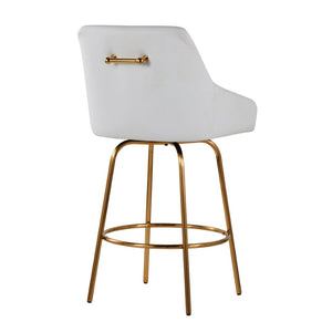 English Elm Fixed-height Swivel Counter Stools with Faux Leather Seats and Chrome Footrest Set of 2 B202S02151