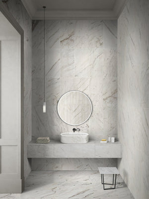 English Elm White Natural Marble Vessel Sink - Semi-Polished Elegance, Durable Design For Luxurious Bathrooms W1696P333273-GIGA