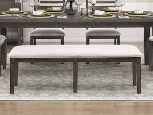 English Elm Classic Dining Bench with Dark Finish Upholstered Seat, Sturdy Wood Frame, Comfortable 250lb Capacity Espresso 60.5 L x 19 W x 7 H B011P348873