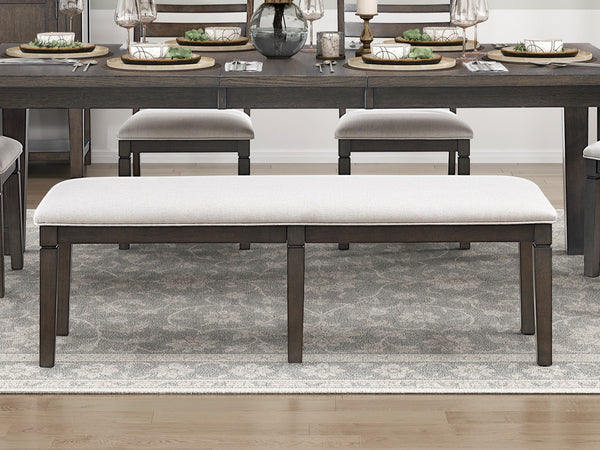 English Elm Classic Dining Bench with Dark Finish Upholstered Seat, Sturdy Wood Frame, Comfortable 250lb Capacity Espresso 60.5 L x 19 W x 7 H B011P348873