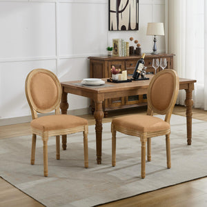 English Elm A&A French Style Antique Painted Dining Chairs Set Of 2 In Tan Linen Fabric For Timeless Elegance W1143P323330