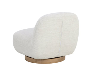 Sunpan Franze Swivel Lounge Chair - Stylish Comfort with Durable Performance Fabric and Blonde Ash Base Merino Pearl