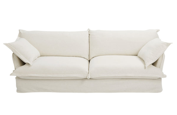 English Elm 87.4'' Cloud Couch Deep Seat Sofa with Removable Washable Covers, Concealed Legs, Plush Pillows, Ivory W2357P261725