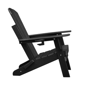 English Elm Folding Adirondack Chair HDPE All-Weather Patio Seat — Ergonomic, Foldable, Water & Heat Resistant Black W1889P408760