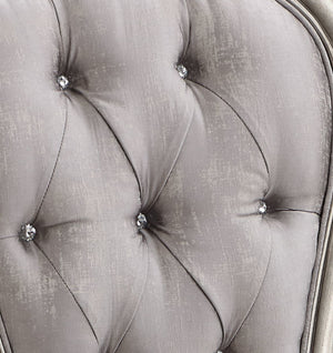 English Elm Ariadne Light Gray Velvet Side Chairs Set of 2 — Button Tufted Padded Seats, 3" Foam, Antique Platinum Finish B2726P338701