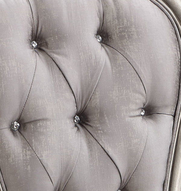 English Elm Ariadne Light Gray Velvet Side Chairs Set of 2 — Button Tufted Padded Seats, 3" Foam, Antique Platinum Finish B2726P338701