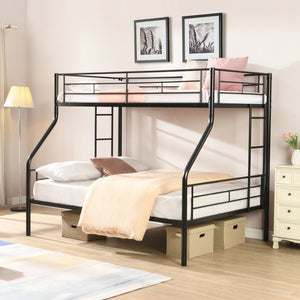 English Elm Twin Over Full Metal Bunk Bed - Modern Design, No Box Spring Needed, Safe Stairs & Ample Storage Space W311S00048-GIGA