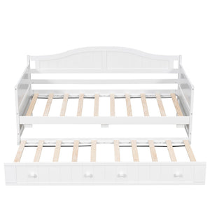 English Elm Twin Cottage Beadboard Daybed with Pull Out Trundle Solid Pine Guest Room Frame N708P357100K