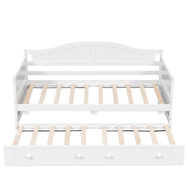 English Elm Twin Cottage Beadboard Daybed with Pull Out Trundle Solid Pine Guest Room Frame N708P357100K
