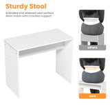 English Elm Vanity Desk Set Stool & Dressing Table With Led Lighting Mirror Drawer and Compartments Modern Wood Cosmetic Table Chest Of Drawers White Color