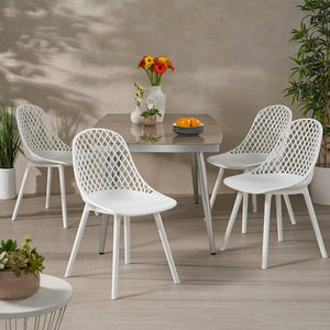 English Elm Christopher Knight Home® - LILY Weather-Resistant Outdoor Dining Chairs Set of 4 — Durable Polypropylene Mesh Design for Patios White 28 L x 26 W x 19.75 H N776P243071W