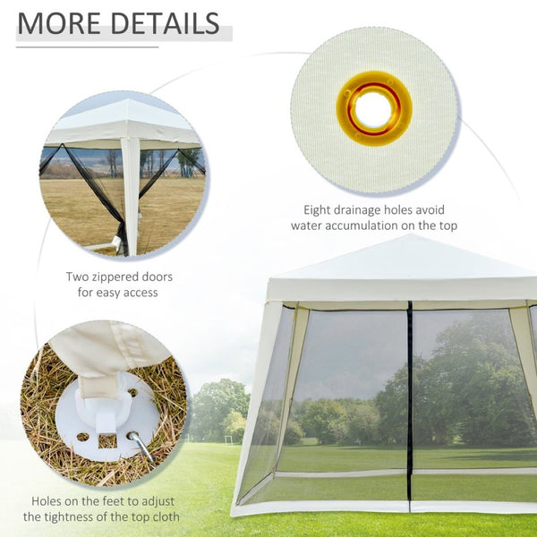English Elm Outsunny 10x10 Slant Leg Canopy Tent with Mesh Walls Uv Polyester Outdoor Shade W2225P200893