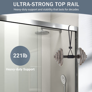 English Elm 44" Semi-frameless Double Sliding Shower Door Brushed Gold Tempered Glass Walk-in W1920P385301