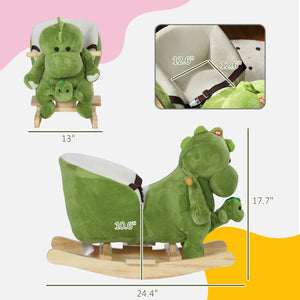 English Elm Qaba Plush Dinosaur Toddler Rocker with 32 Songs Hand Puppet and Safe Wooden Base W2225P249743