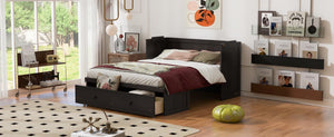 English Elm Queen Murphy Wall Bed with Pull Out Drawer and Built in Usb Charging Cabinet Espresso N708P205905P