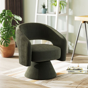 English Elm Swivel Barrel Chair Corduroy Upholstered with 360 Rotation for Living Room Reading W2225P485570