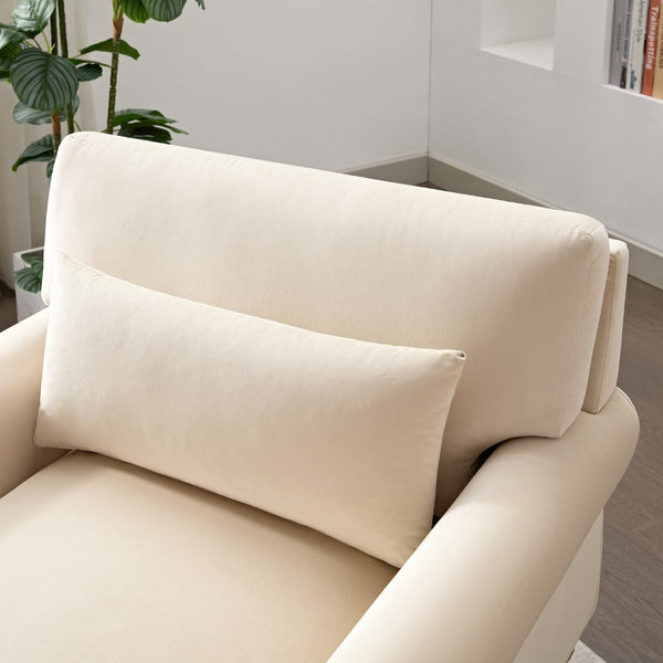 English Elm Mirod Oversized Polyester Accent Chair with Column Legs and Ergonomic Lumbar Support Beige N760S0000028B