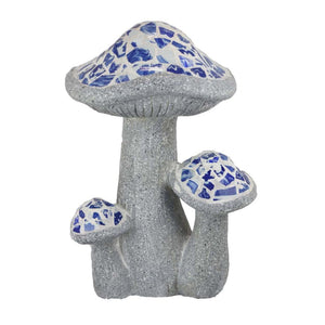 English Elm Amyra Mosaic Mushroom Garden Statues Set of Three Blue Resin Outdoor Folk Art Decor B056P417018