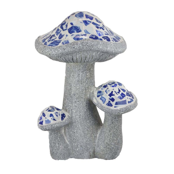 English Elm Amyra Mosaic Mushroom Garden Statues Set of Three Blue Resin Outdoor Folk Art Decor B056P417018