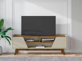 Manhattan Comfort Marcus Mid-Century Modern TV Stand Off White and Nature 260BMC10