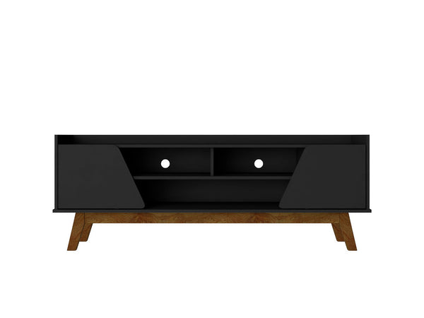 Manhattan Comfort Marcus Mid-Century Modern TV Stand  Matte Black 260BMC8