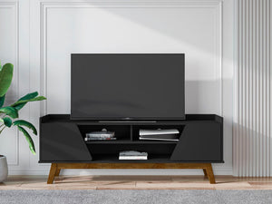 Manhattan Comfort Marcus Mid-Century Modern TV Stand  Matte Black 260BMC8