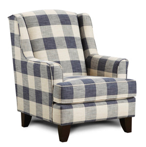 Fusion Catalina Yucatan Indigo Accent Chair - Stylish Blue/Cream Plaid, Durable Polyester, Flared Legs Blue,Cream Ws,100% Polyester 260 Yucatan Indigo Accent Chair