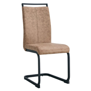 English Elm Table Modern Minimalist 5-Piece Dining Set - 42" Round Gray Mdf Table & 4 Brown Fabric Chairs W1151S03022-GIGA