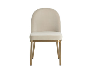 Sunpan LAVANIA Dining Chair - Chic Two-Tone Taupe Upholstery, Antique Brass Accents for Modern Elegance 112214