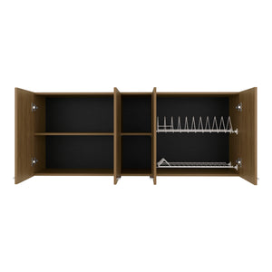 English Elm Wall Cabinet sleek 47.2" W x 23.6" H engineered wood wall-mounted storage with four doors, shelves, organizer and eco-safe compliance Natural Wood 62.2 L x 18.5 W x 4.72 H B097P296842
