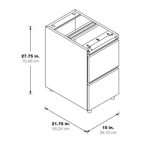 OSP Home Furnishings 22" Under Desk Pedestal with File Drawers Locking Storage and Ball Bearing Slides PTO22FF-SV