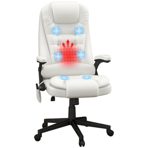 English Elm HOMCOM Ergonomic High Back Executive Office Chair with Recline, Retractable Footrest & Lumbar Support White W2225P200738