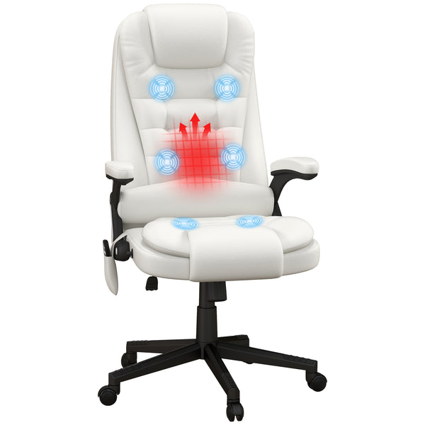 English Elm HOMCOM Ergonomic High Back Executive Office Chair with Recline, Retractable Footrest & Lumbar Support White W2225P200738
