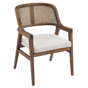 English Elm Mid-century Modern Dining Chairs Set of 2 Rattan Cane Back Rubberwood Upholstered Beige,Walnut N768P411344W